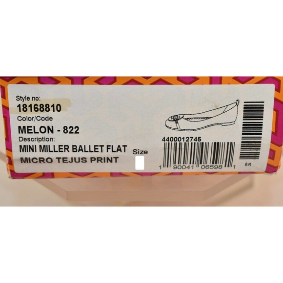 NIB TORY BURCH ORANGE MINI MILLER LIZARD PRINT LEATHER BIG REVA FLATS 8 BRAZIL - Picture 12 of 12